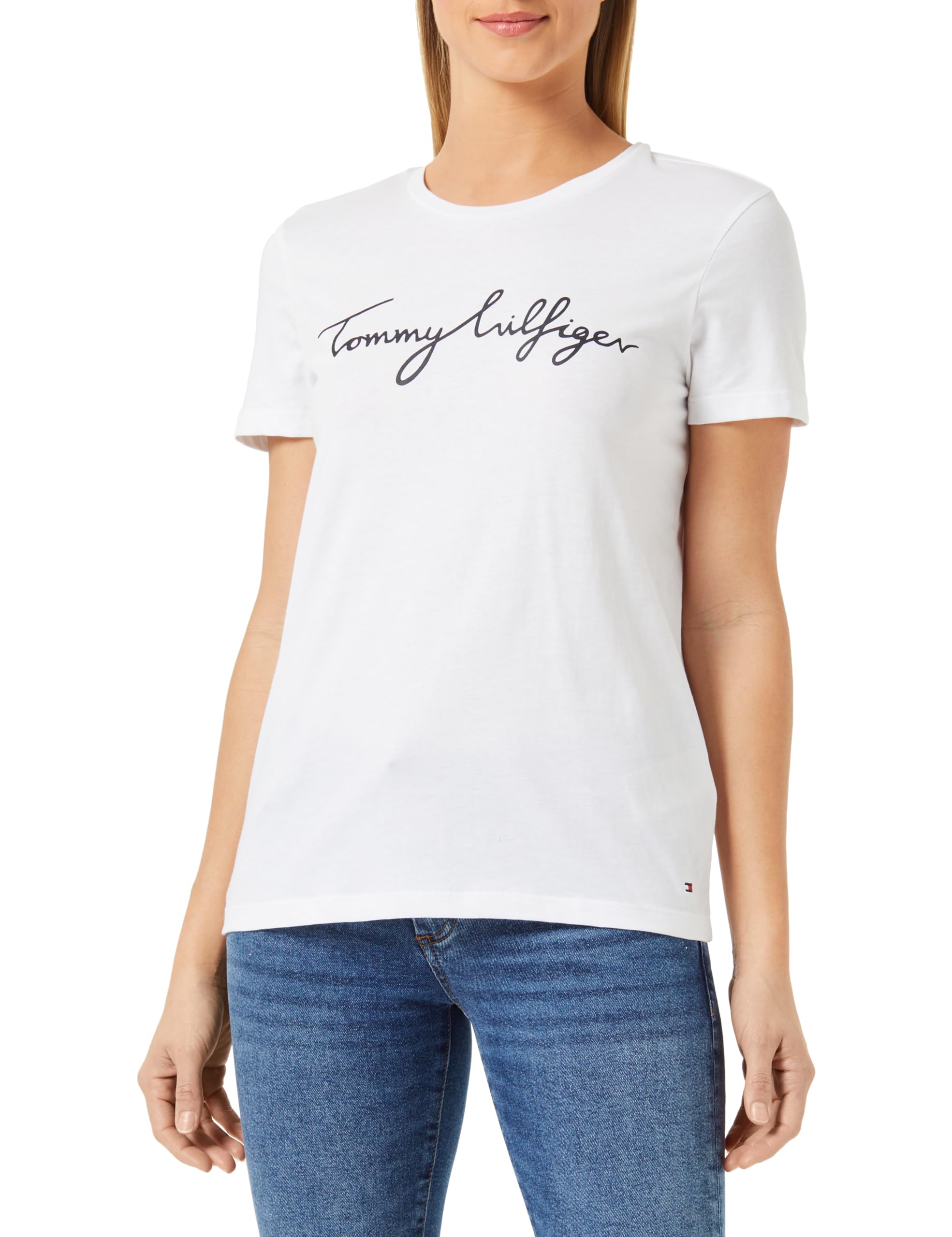 Tommy Hilfiger Camiseta de Manga Corta para Mujer Cuello Redondo
