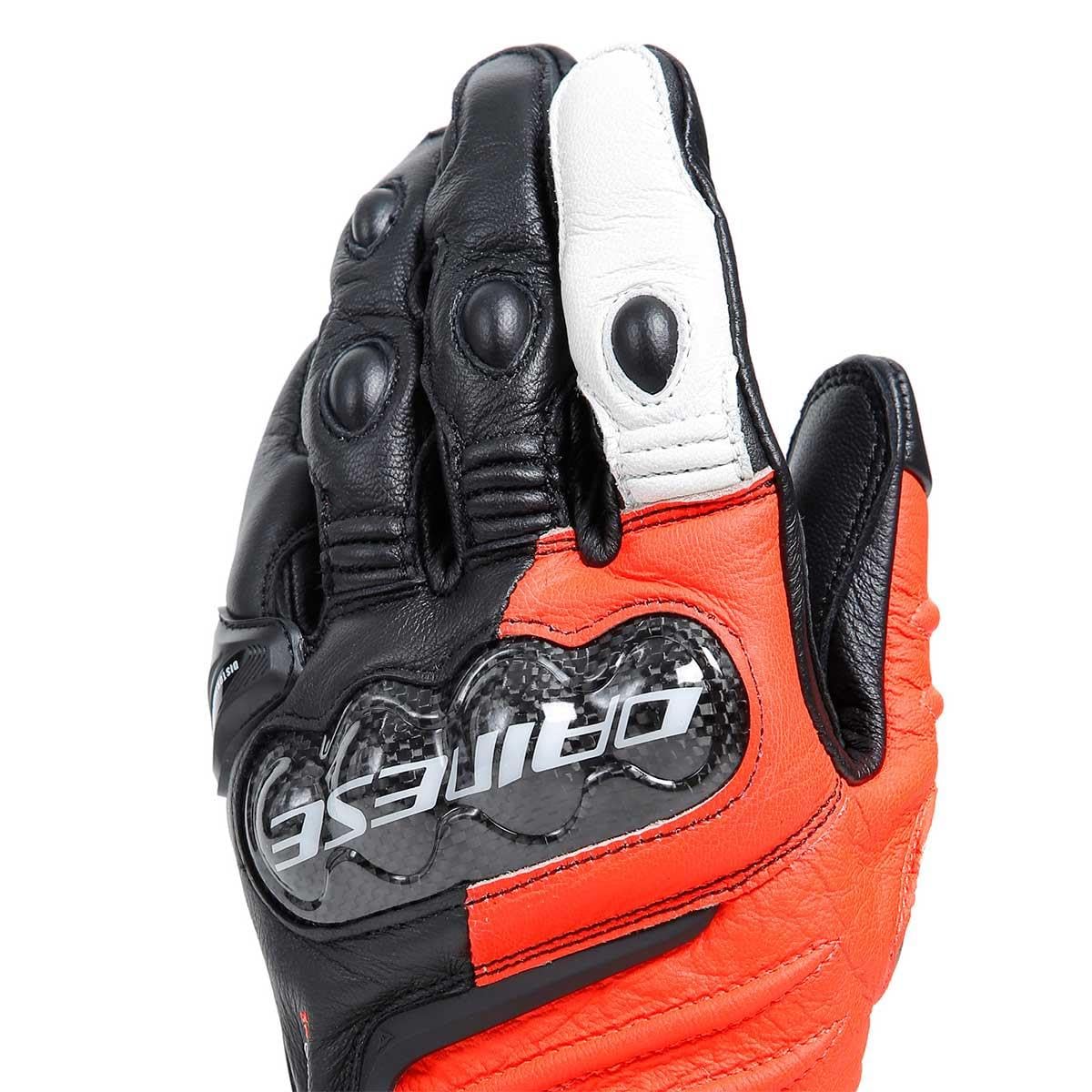 Dainese Męskie rękawiczki motocyklowe z włókna węglowego, długie rękawiczki sportowe, ze skóry, ochraniacze na kostki z włókna węglowego