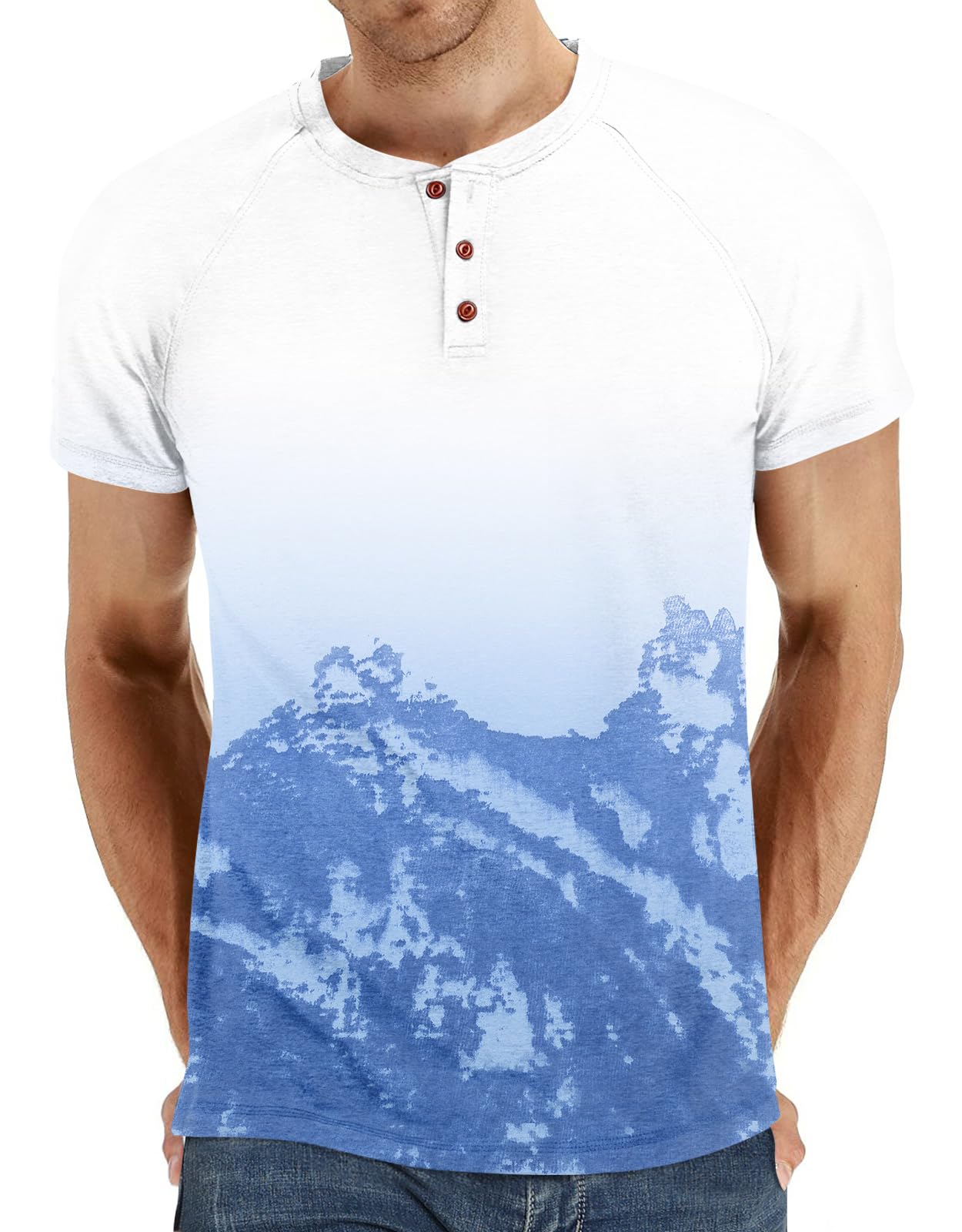 XUZHU Men's Summer Polo Shirts Short Sleeve Cotton Casual Henley T-Shirts Button Raglan Sleeve Tees