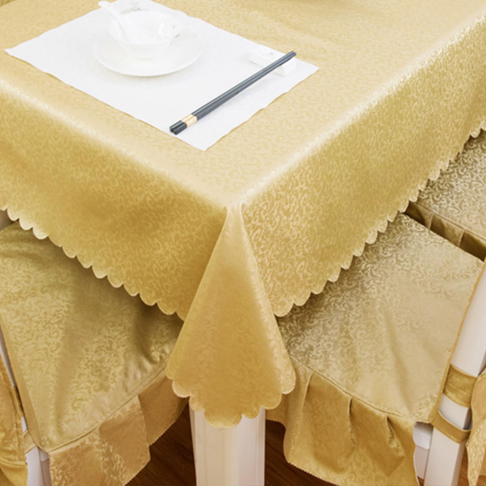Tischdecke Tischtuch Pflegeleichte Tischwäsche Anti Heißverschleißfest Tischläufer Eckig Viele Größe Farbe Wählbar Golden 140 × 190 cm