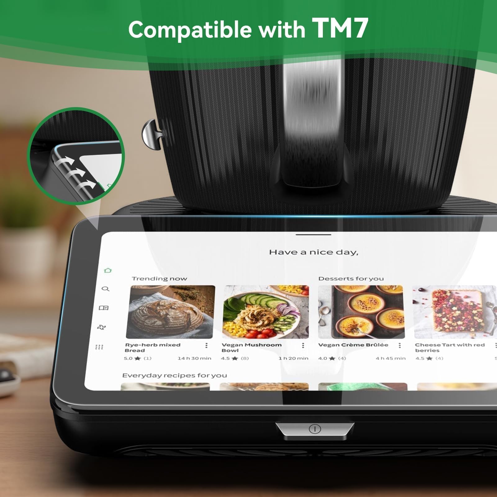 2 Pezzi Pellicola Prottetiva per Vorwerk Bimby TM7, Vetro Temperato 9H, Ultra Trasparente Pellicole Protettiva per Display TM7, Anti-Graffio, Anti-Impronta, Kit di Installazione Facile Incluso