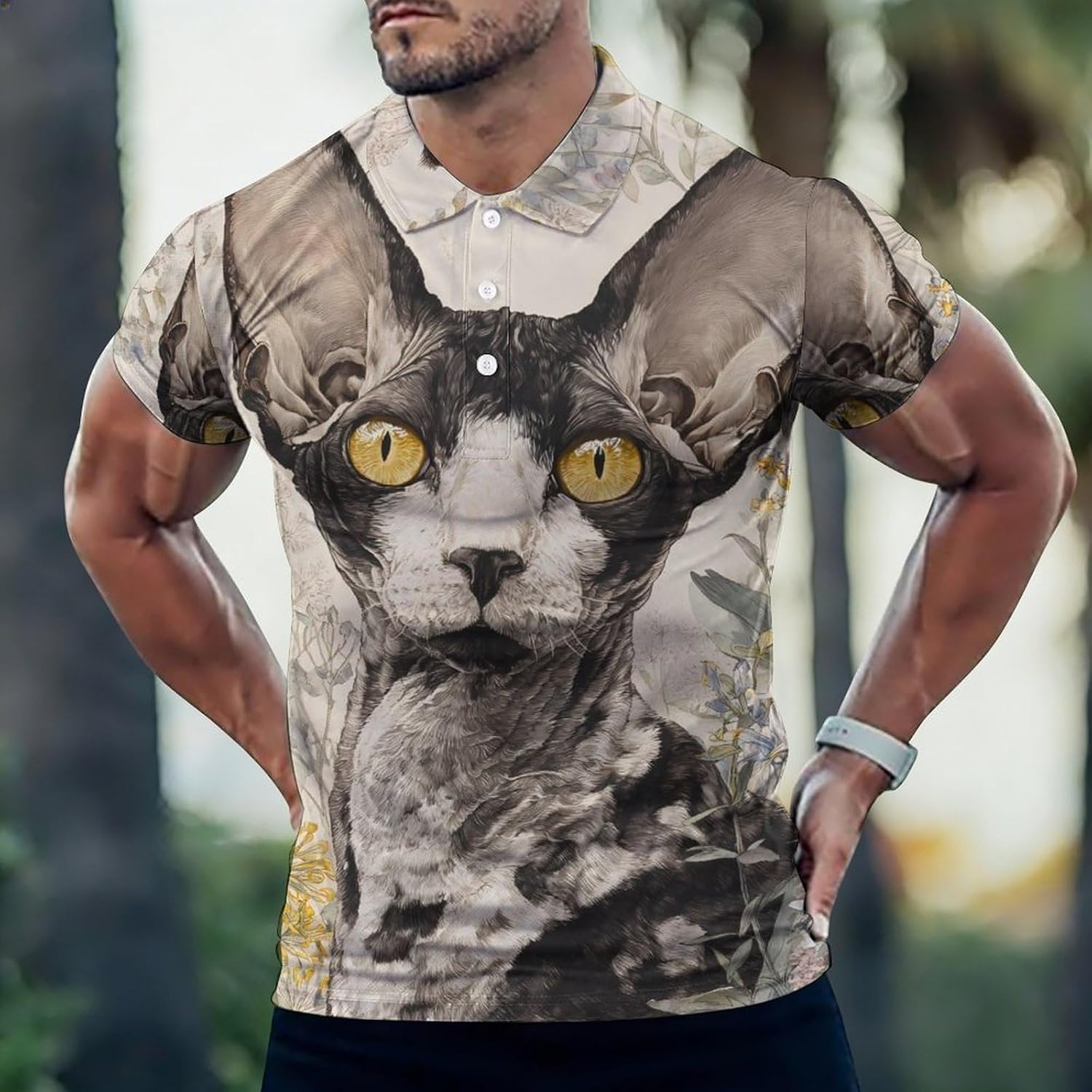 Cornish Rex Cat Golf Polo Shirts for Men Casual T Shirts 5X-Large