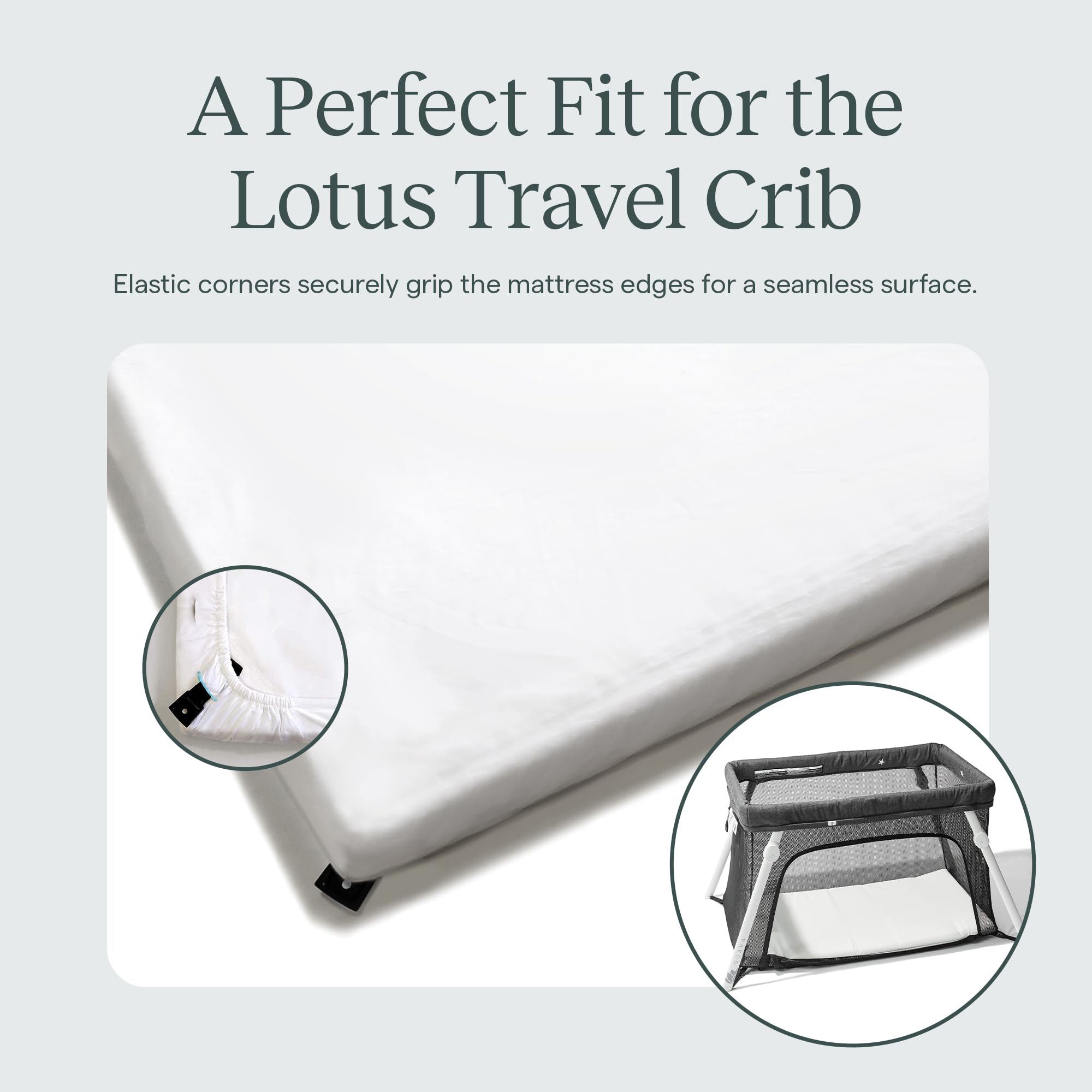 GUAVA FAMILY - Lotus Crib 100% Cotton Fitted Sheet | Perfect, Manufacturer-Approved Fit, Soft & Safe for Infants, Baby and Toddlers, Unisex, Boys & Girls (White)