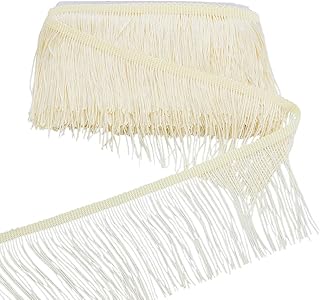 AHANDMAKER 10 Yards Chainette Fringe Trim, 4 Inch Wide Fringe Tassel Lace Trim Ribbon Sewing Fringe Trim for DIY Craft Clothes Garment Accessories Wedding Dress Home Decor, Lemon Chiffon
