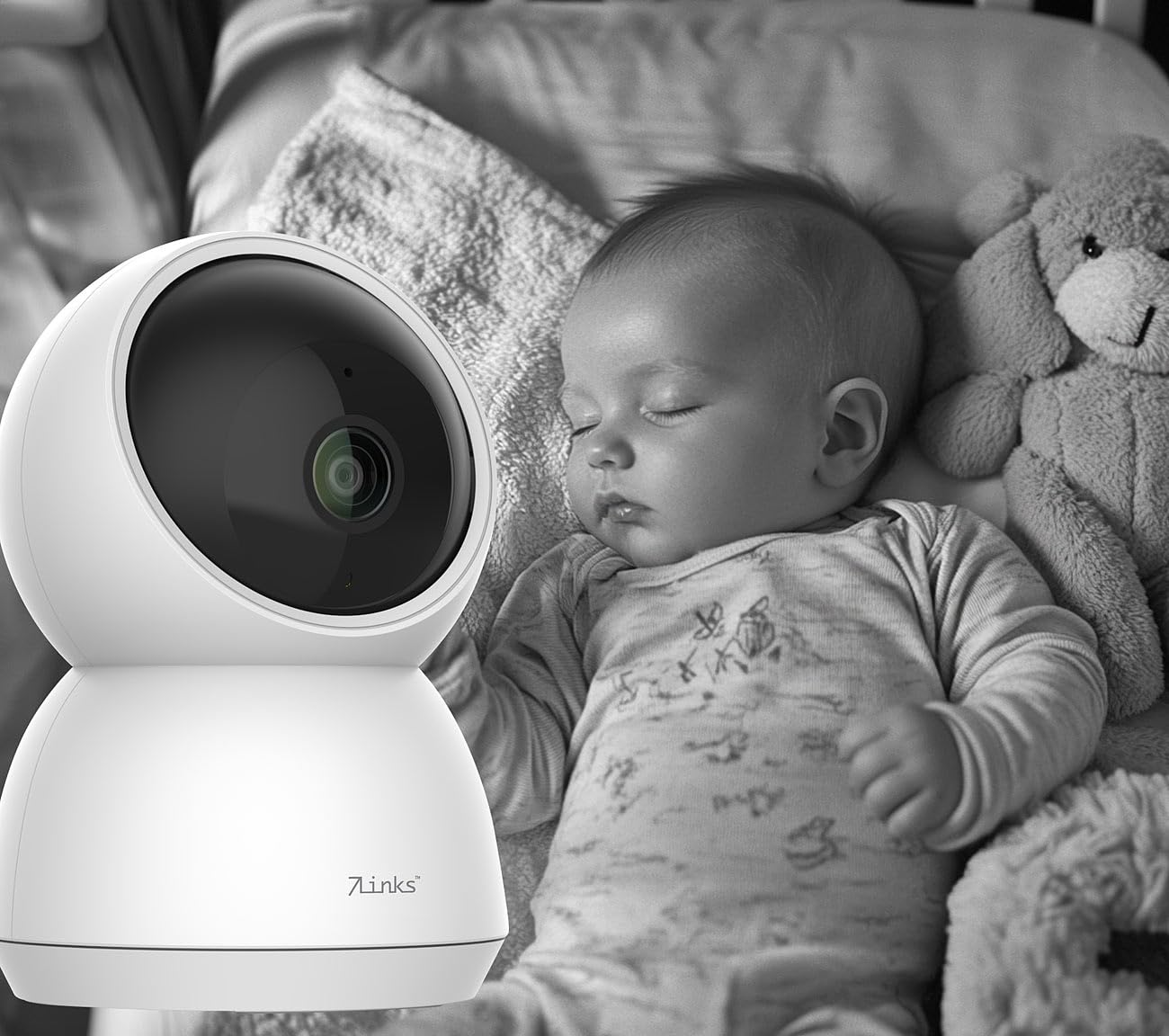 7links Telecamera di sorveglianza WiFi interno 4K UHD Pan Tilt con visione notturna IR e app ELESION
