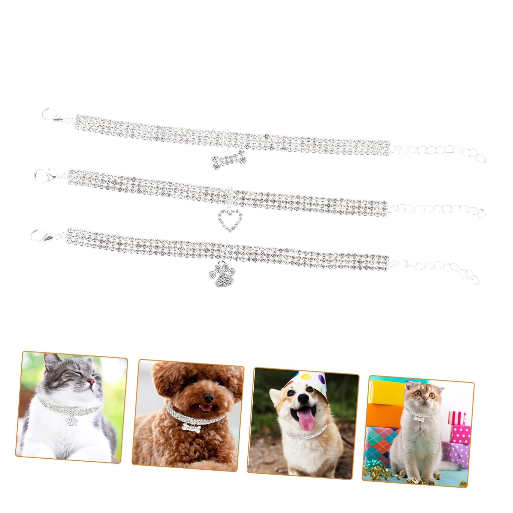 Didiseaon 6pezzi Collarper Cani e Gatti Con Strass Di Accessori Decorativi Collana Resistente Per Animali Per Occasioni Speciali e Feste