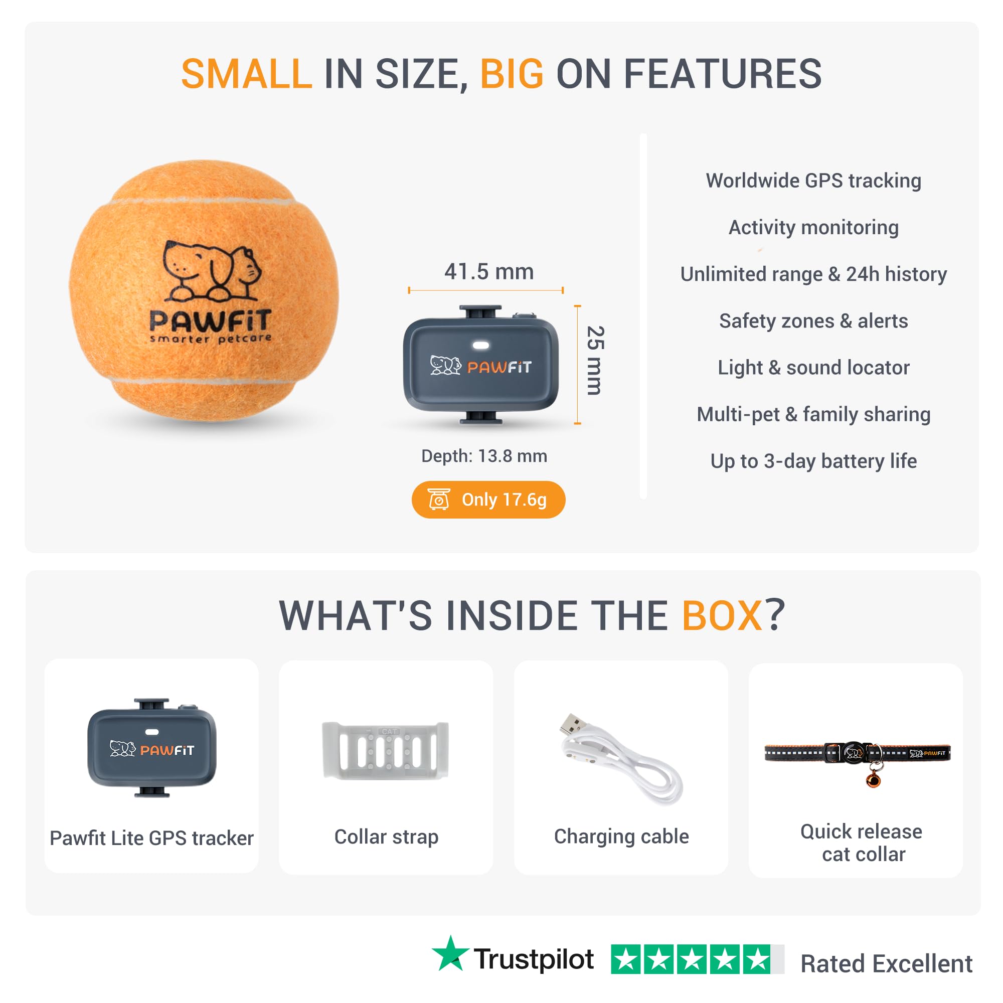Amazon.co.jp: Pawfit Lite 猫用 4g GPSトラッカー | 超小型 (<18g