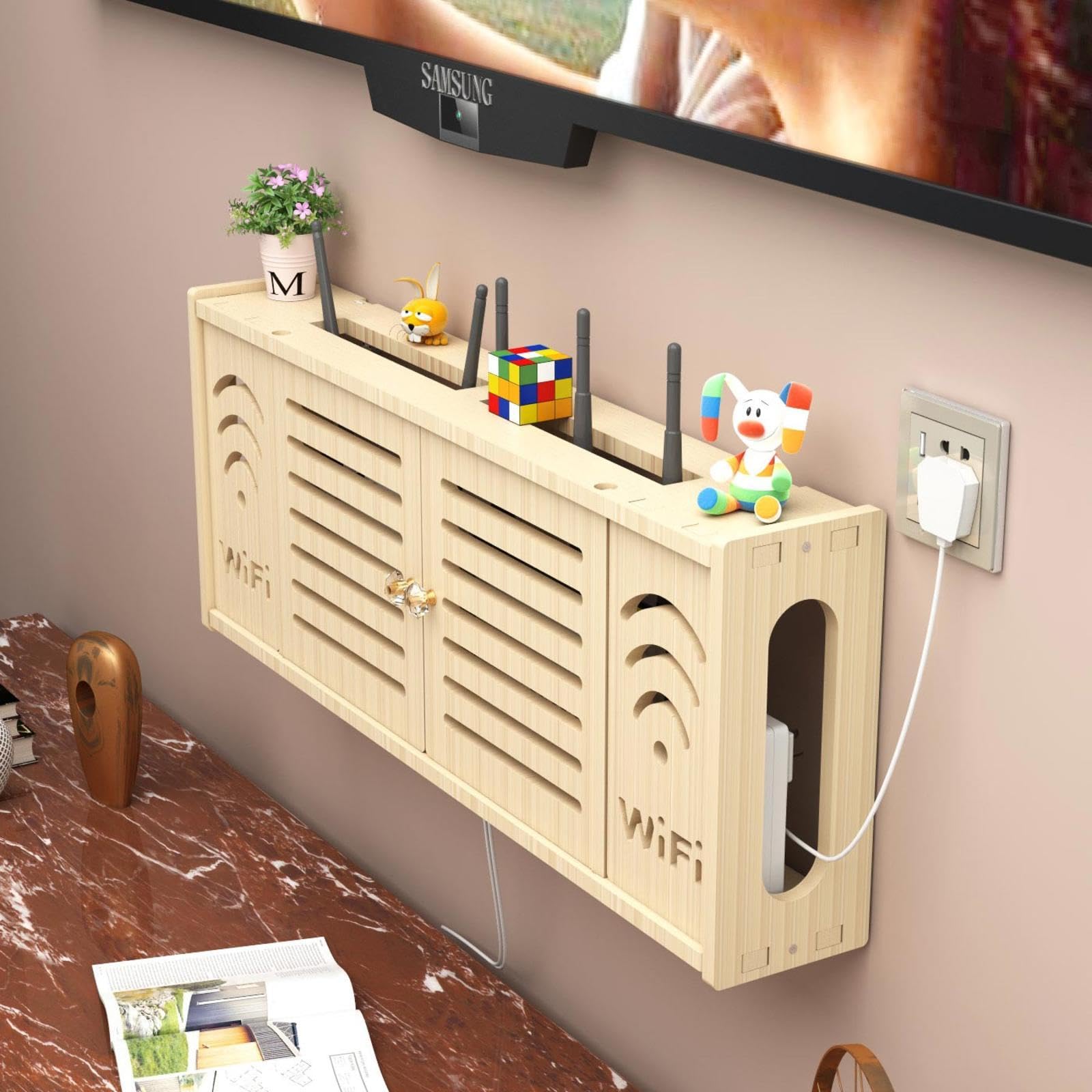 Scatola Parete Per Router WiFi Gohytal - Organizzatore Cavi Con Ventilazione, Montaggio A Parete - Foto 8