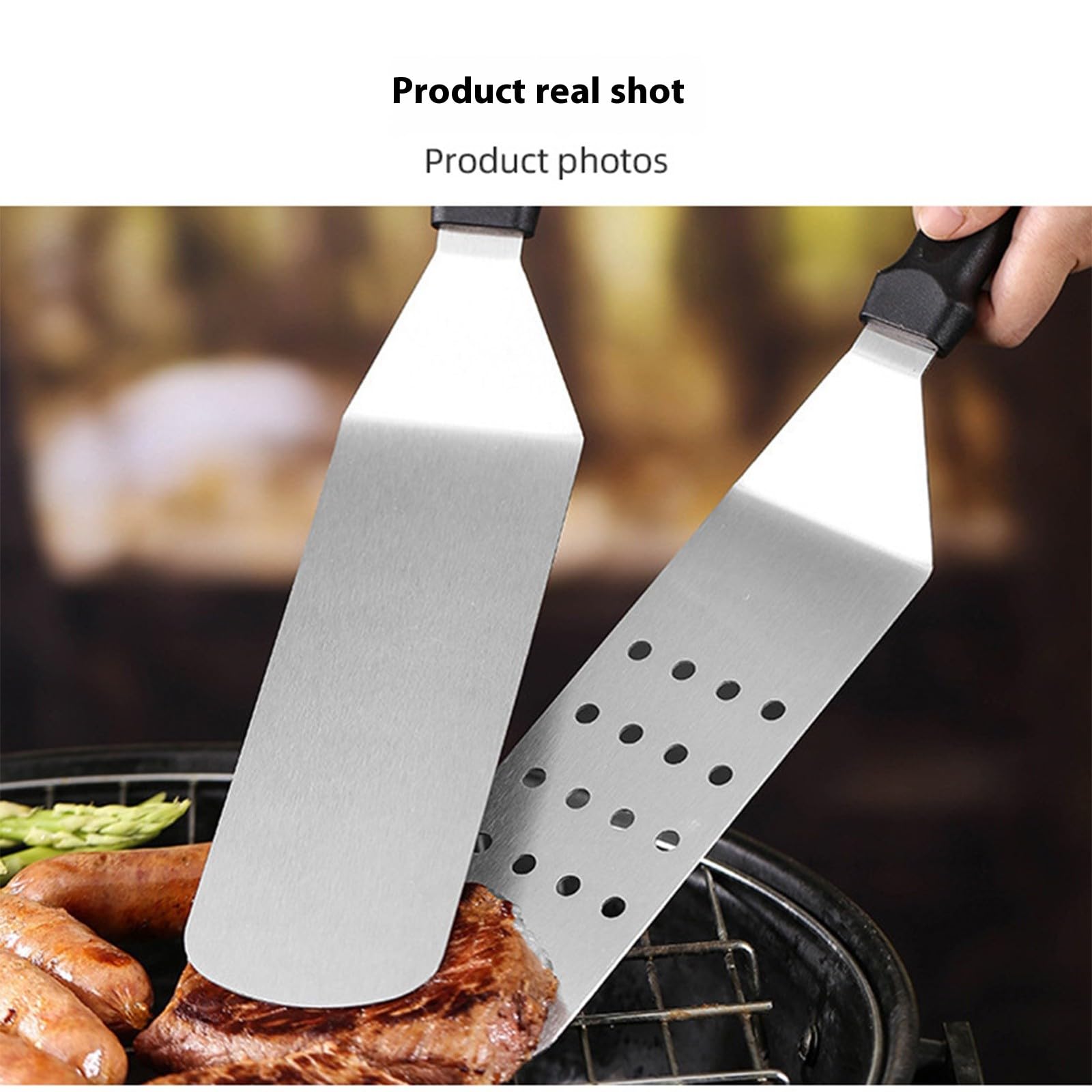 Juego de utensilios para barbacoa de 29 piezas, de acero inoxidable, mango de madera resistente al calor con bolsa organizadora, juego de herramientas para barbacoa indispensable con