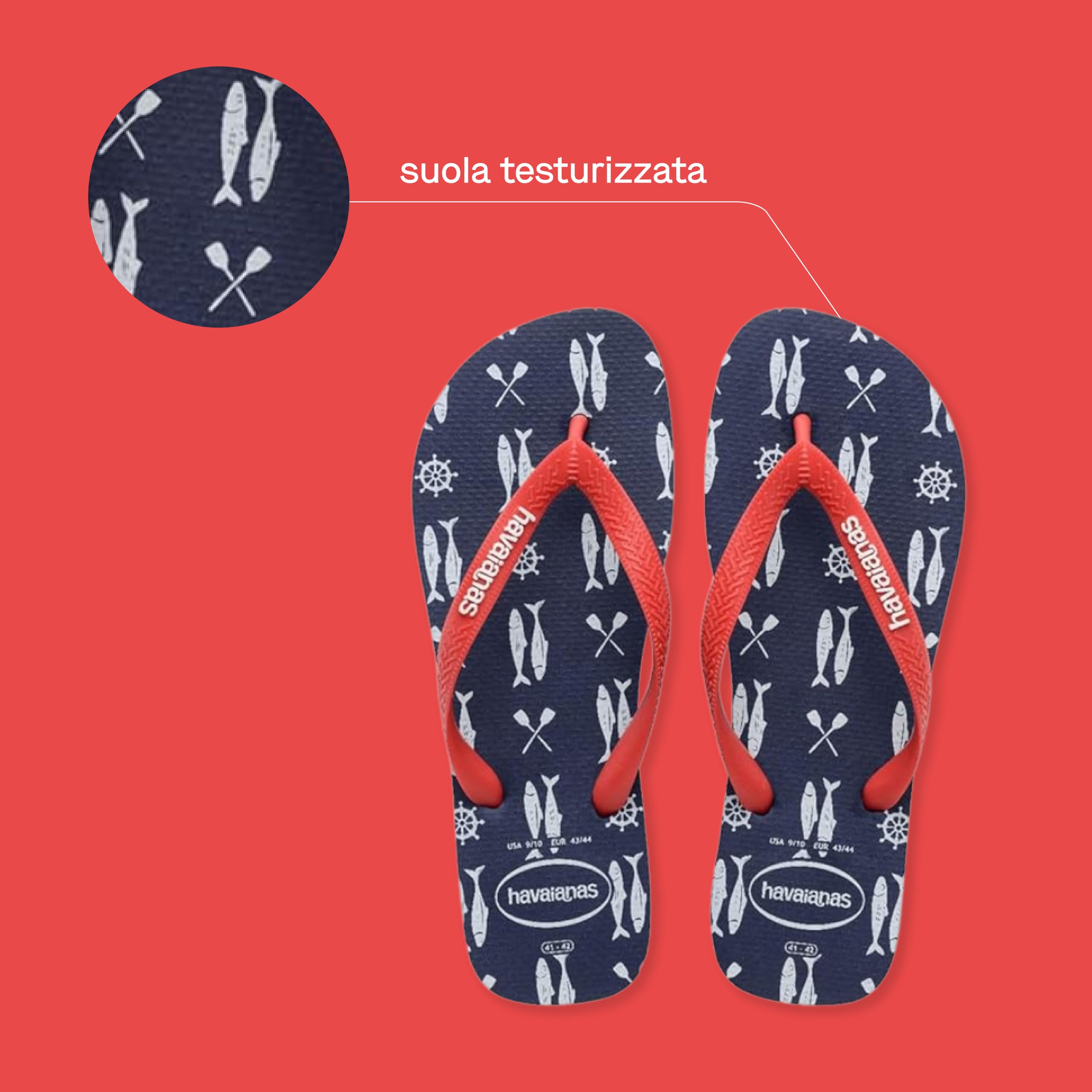Havaianas - Top Nautical, Infradito Da Uomo Comode, Leggere E Versatili, Design Alla Marinara, Cinturini Larghe, Uomo