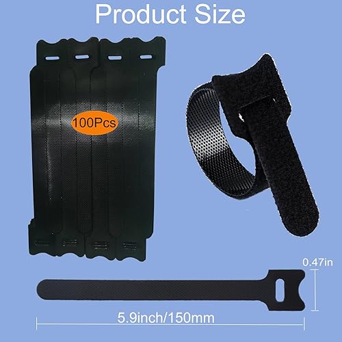 Miniatura 4 de 100 bridas para cables, organizador de cables reutilizable de 6 pulgadas, organizador de cables multifuncional, perfecto para la gestión de cables