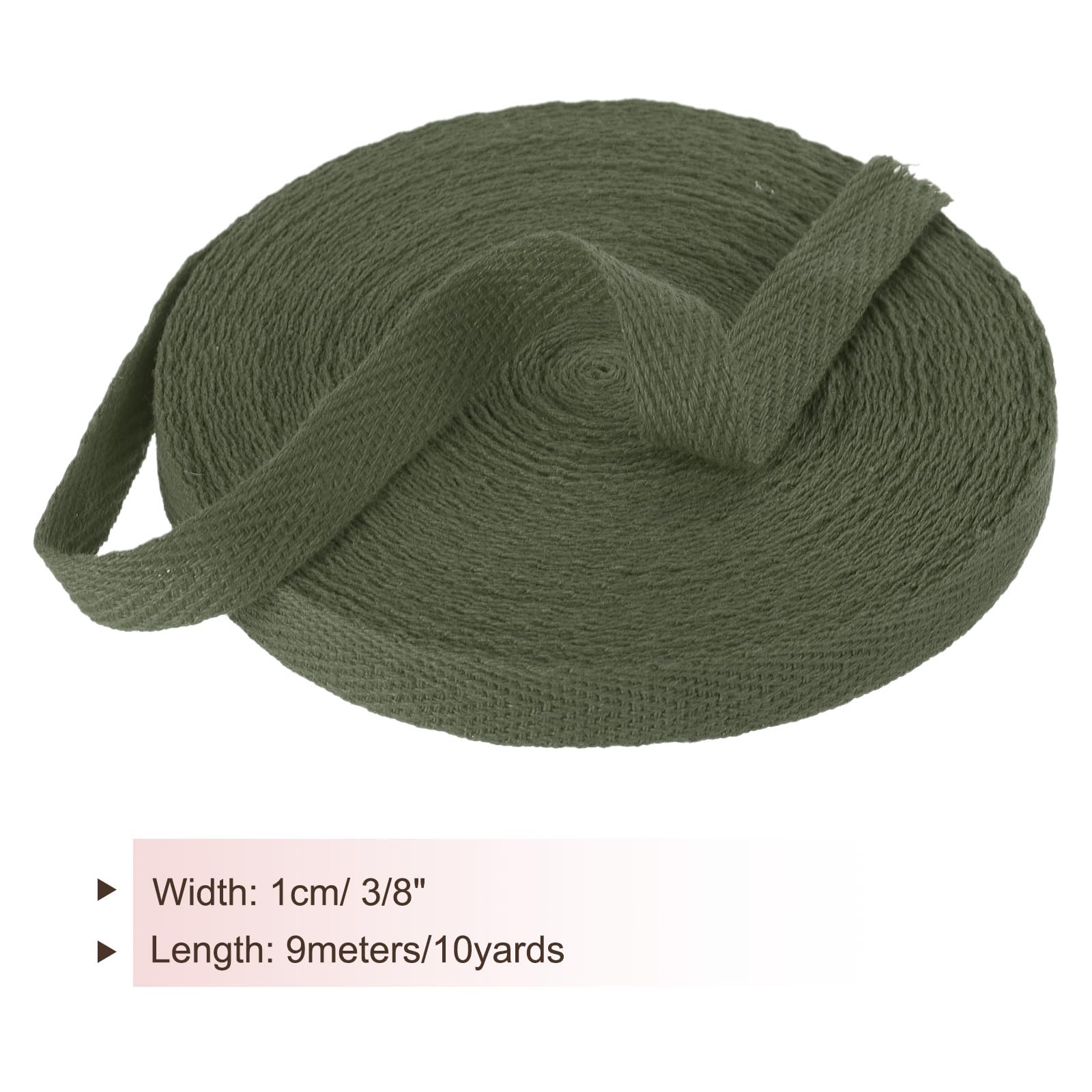 PATIKIL Cotton Twill Tape 10mm(3/8 Inch) 10 Yards Cotton Ribbon Bias Binding Tapes Herringbone Webbing Trim for Sewing Gift Wrapping Craft DIY Moss Green - Image 2