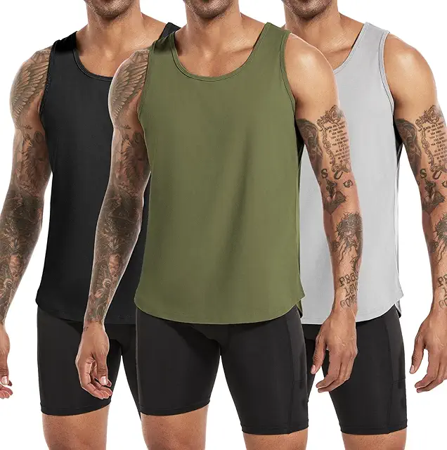 Men's Wool Vest 3-Pack: Cotton Athletic Tank Tops for Workout & Fitness