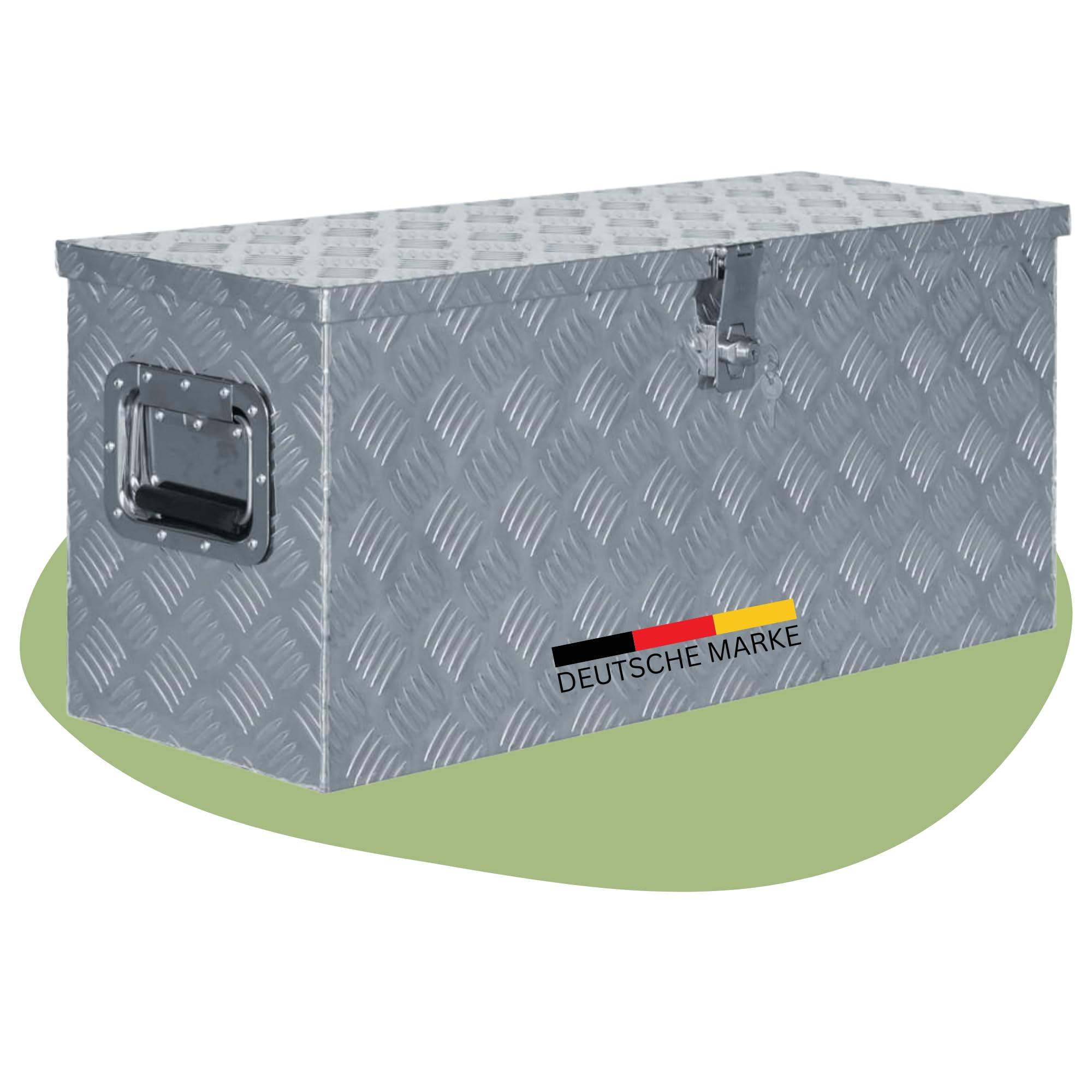 DELUKE® Aluminiumbox mit Deckel - Abschließbar | Alubox Deichselbox Alu Anhängerbox Werkzeugkiste Metall Transportbox Metallkiste, 80x30x35cm Silber
