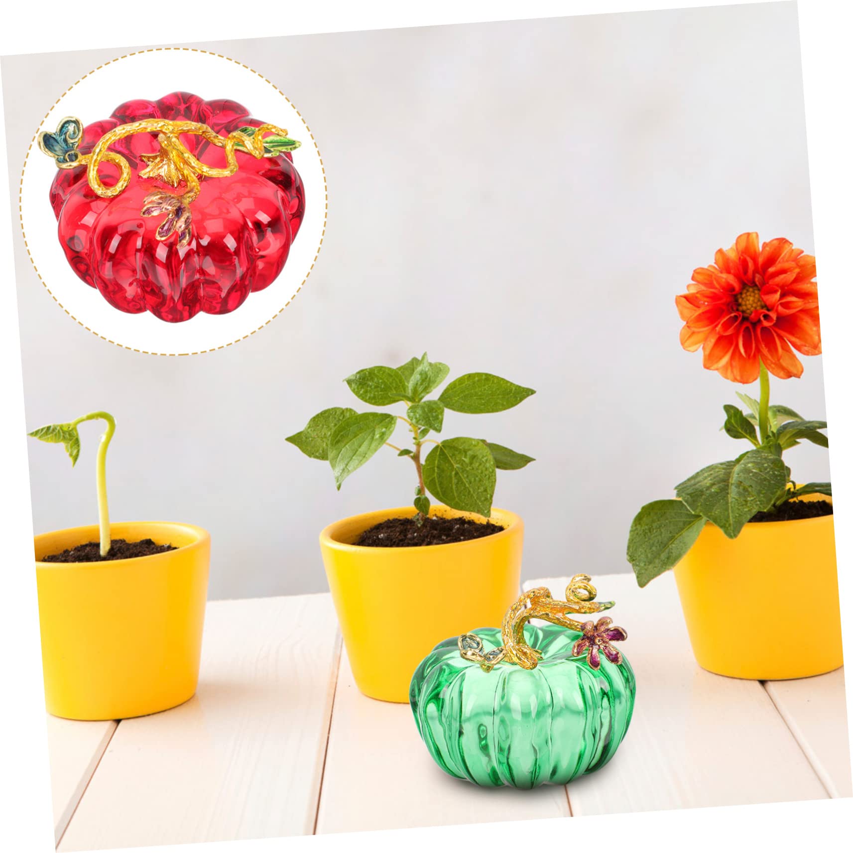 Ciieeo 4 Stück Kürbis-Ornamente Dekorative Kürbisstatue Kleines Handwerk Thanksgiving Ernten Minifiguren Mini-Laternen Dekorativ Gedrungener - Kristall