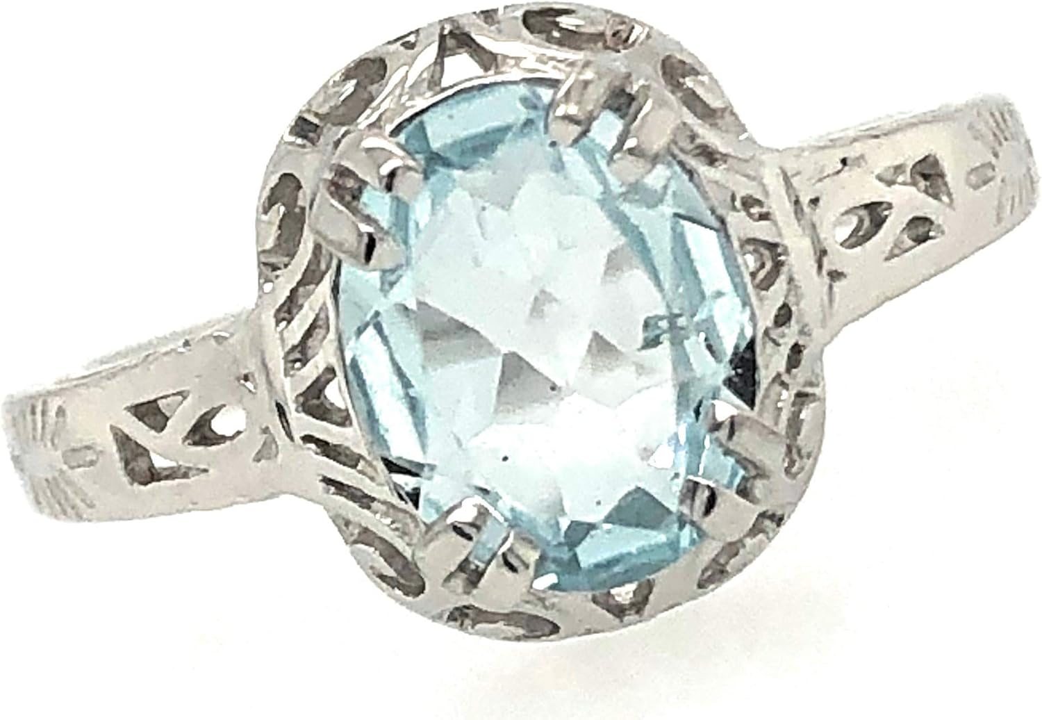 Natural 2ct Aquamarine 925 Solid Sterling Silver Engagement Ring Size 5, 6, 7, 9 - Image 7