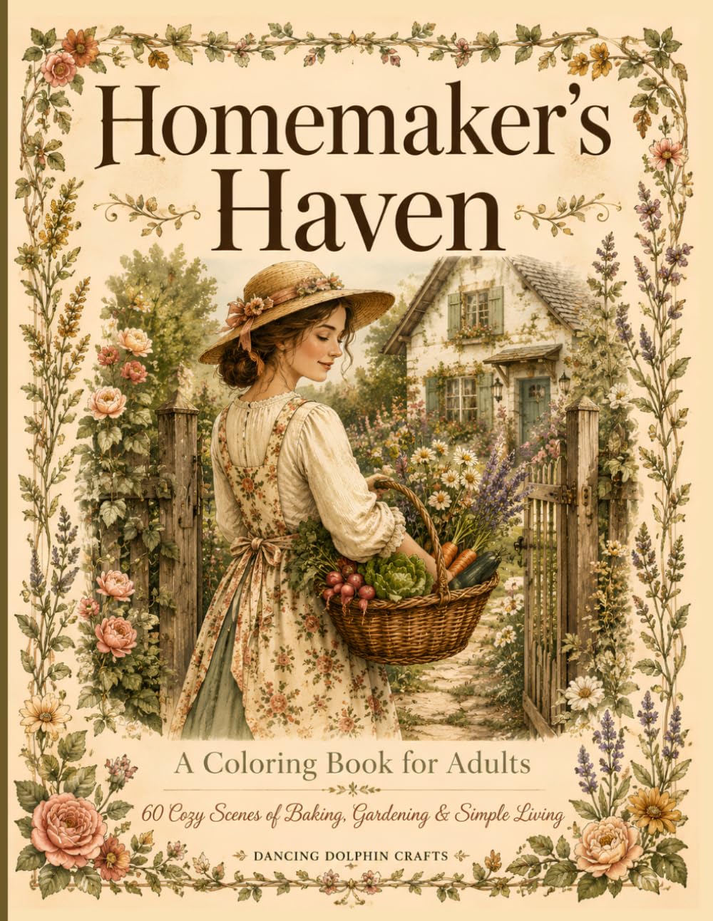 Homemaker's Haven: A Coloring Book for Adults: 50 Cozy Scenes of Baking, Gardening, Homemaking & Simple Living for Stress Relief