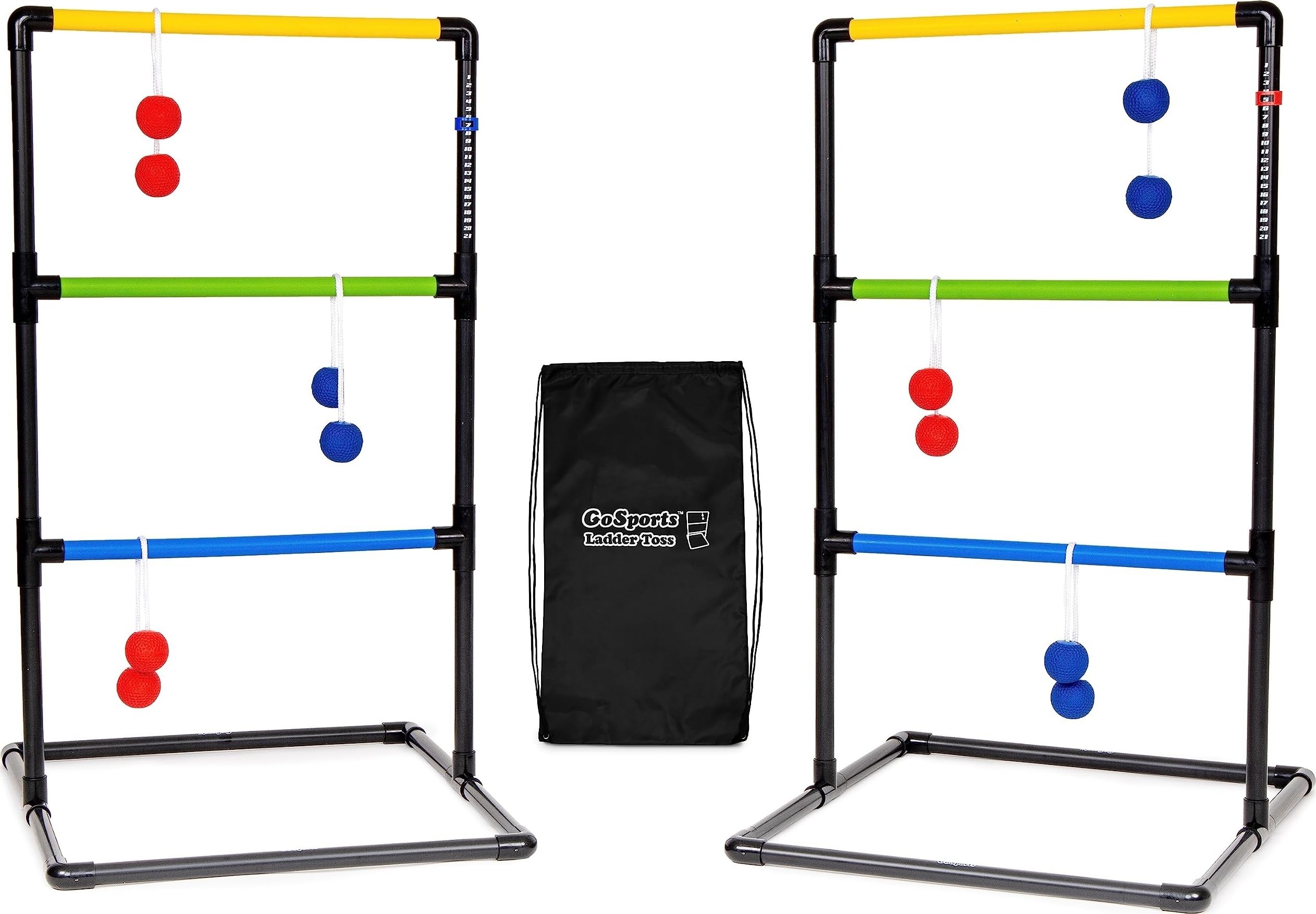 GoSports Ladder Toss Indoor & Outdoor Game Set with 6 Soft Rubber Bolo Balls and Travel Carrying Case - Choose Pro or Classic