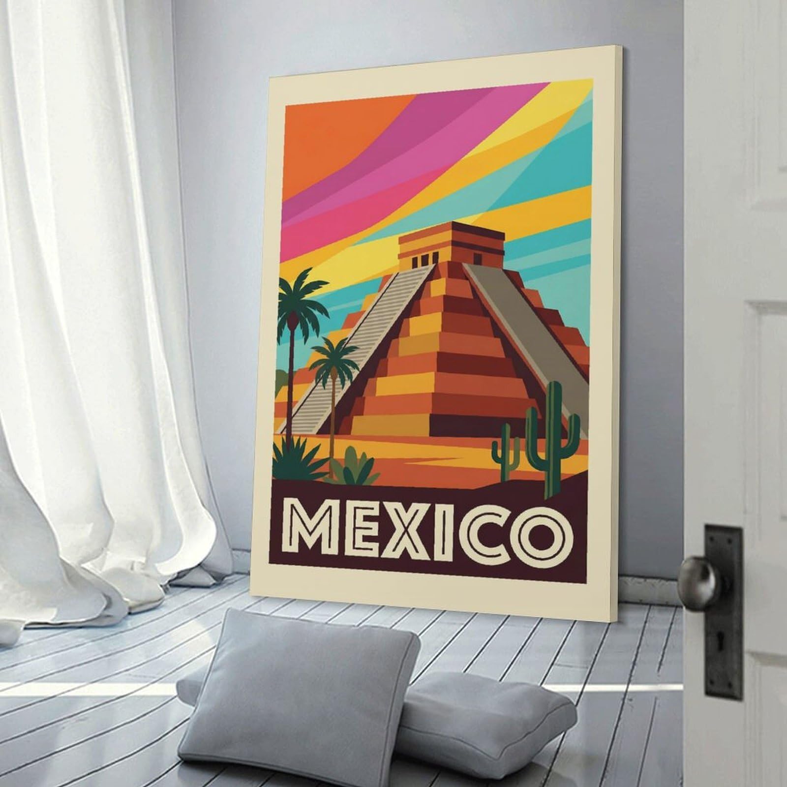 Junmoney Mexico Travel Decorative Canvas Print, 08x12inch(20x30cm), for Hallway, Entryway Or Landing, Home Artwork for First Impressions