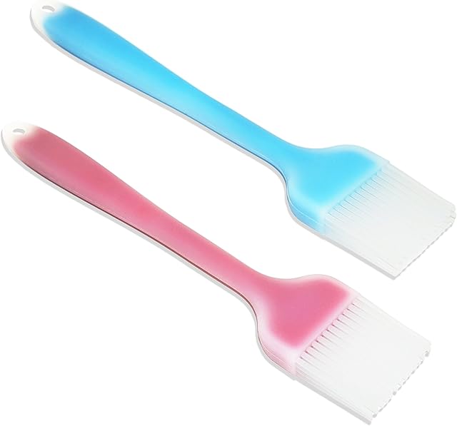 Silicone Basting Pastry Brushes, 8.3 Inch, Heat Resistant, Perfect for BBQ, Grilling, Baking, Marinating Meat (Set of 2, Blue&Pink)