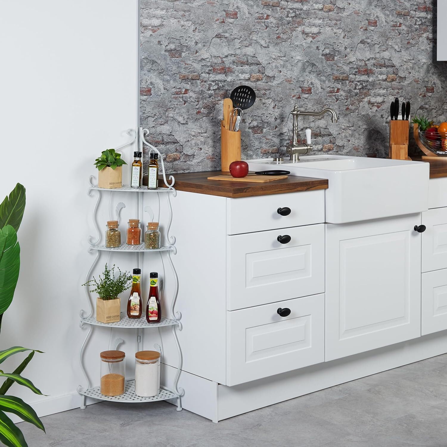 Frilla Scaffale Angolare Elegante – Struttura in Ferro, Design Moderno, 40×103 cm, Facile da Montare, Ideale per Bagno, Soggiorno e Camera da Letto | SHELVIA