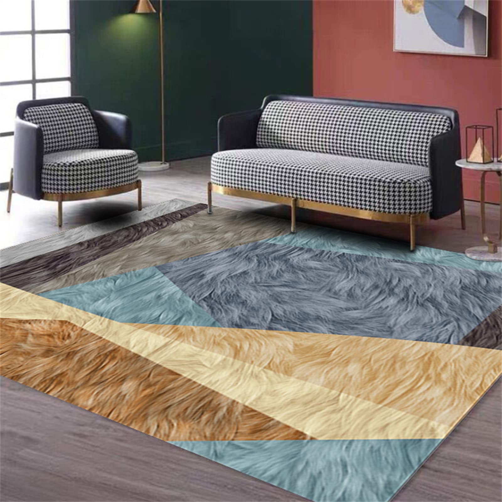 Tapis jardin extérieur moderne 80x200cm lavable imprimé géométrique