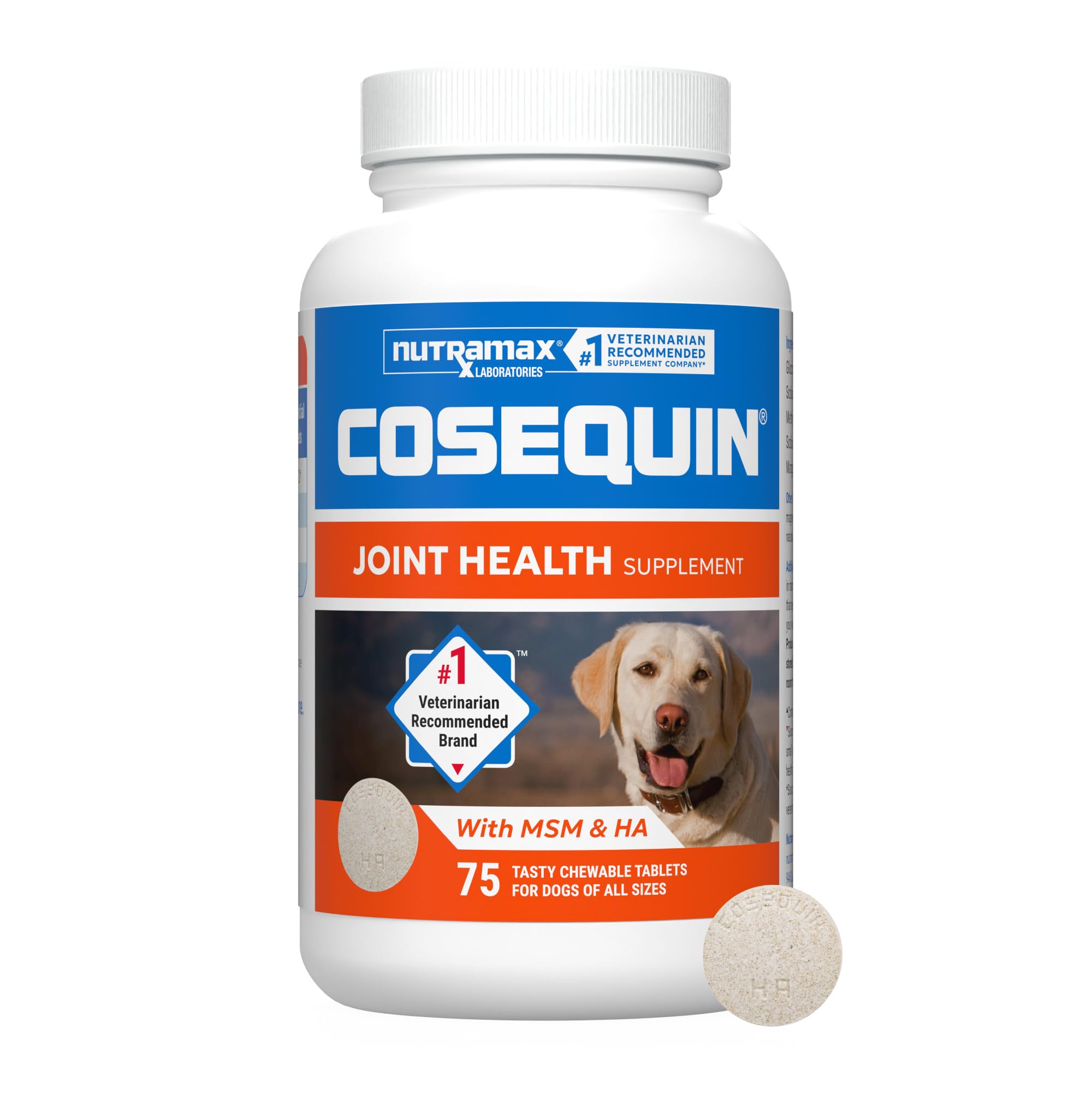 Nutramax Cosequin for Dogs Joint Health Supplement, Contains Glucosamine for Dogs, Plus Chondroitin, MSM and HA, Supports Healthy Joints, Chewable Tablets, 75 Count