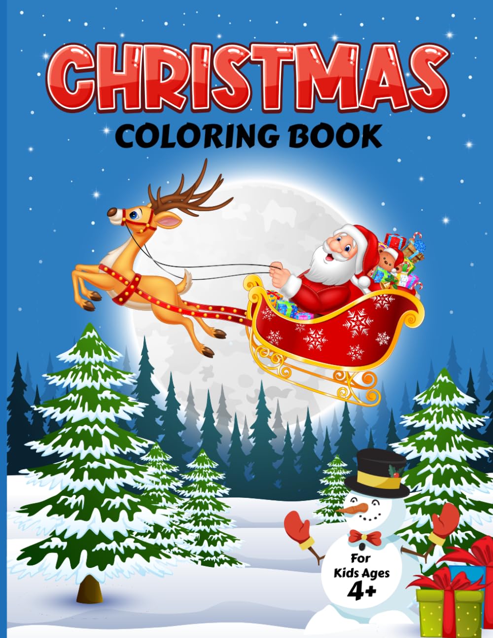 Christmas Coloring Book: Features 50 Cute Illustrations with Santa Claus, Snowman, Reindeer, Elf, Gifts and More
