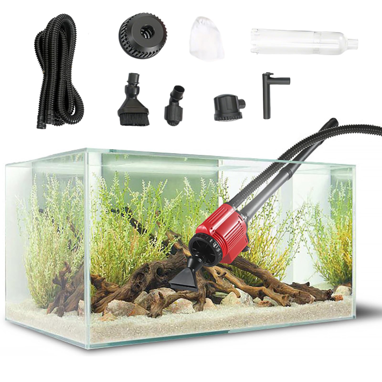 Limpiador de grava para acuario, para cambio de agua, lavado de arena