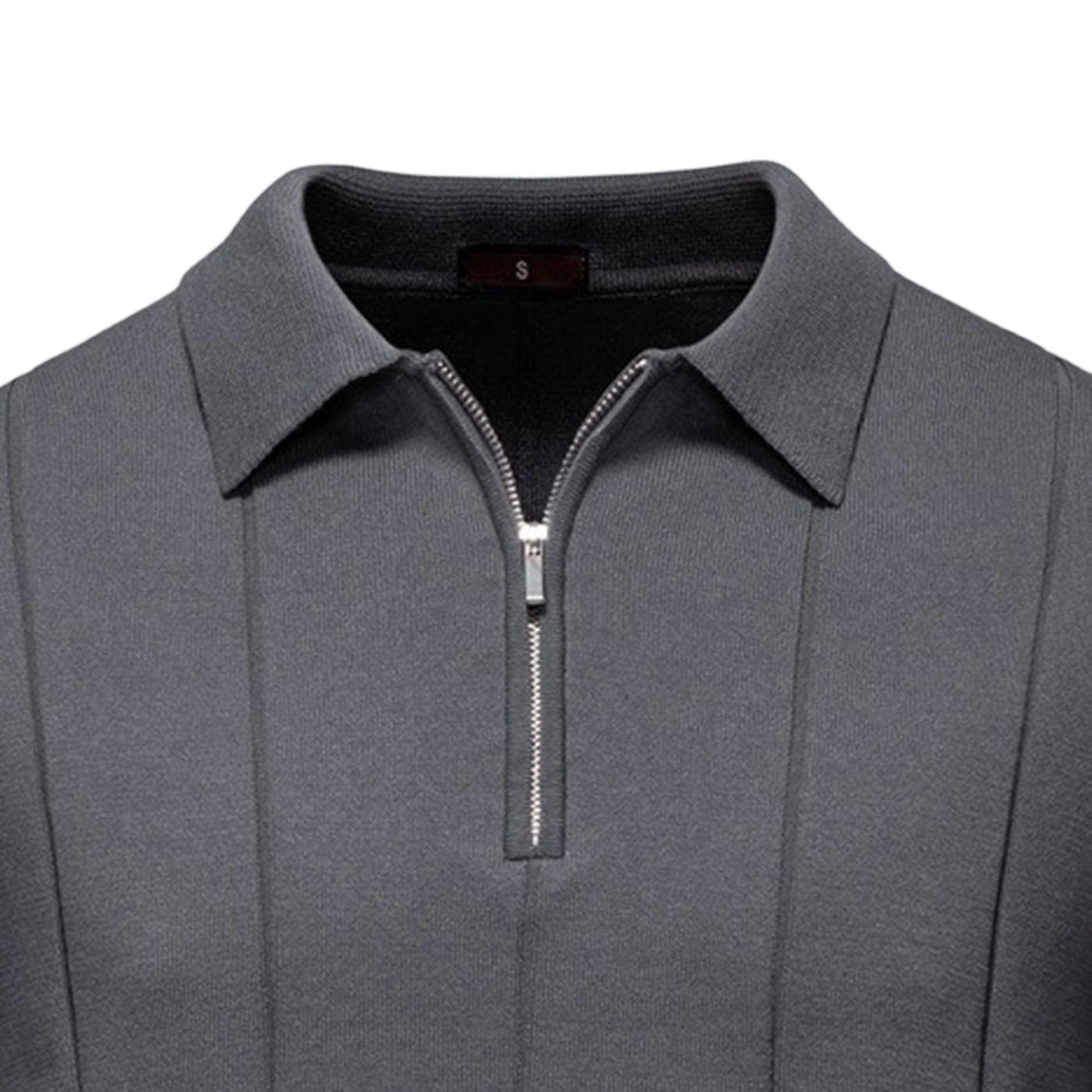 Camisa de golf clásica de manga corta con cremallera y textura acanalada para hombre, de verano, ajustada, para hombre