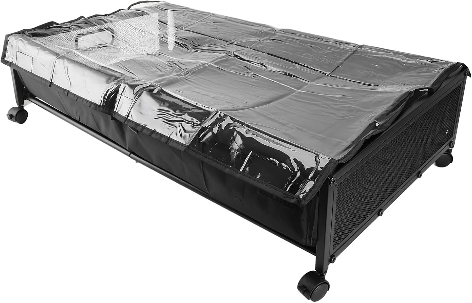 Under Bed Storage Containers, Bedroom Organizer, Rolling Under Bed Shoe Storage Cart, Underbed Organizer Bin Drawer with Wheels & Lid for Clothes, Books, Bedding, Blankets (L)