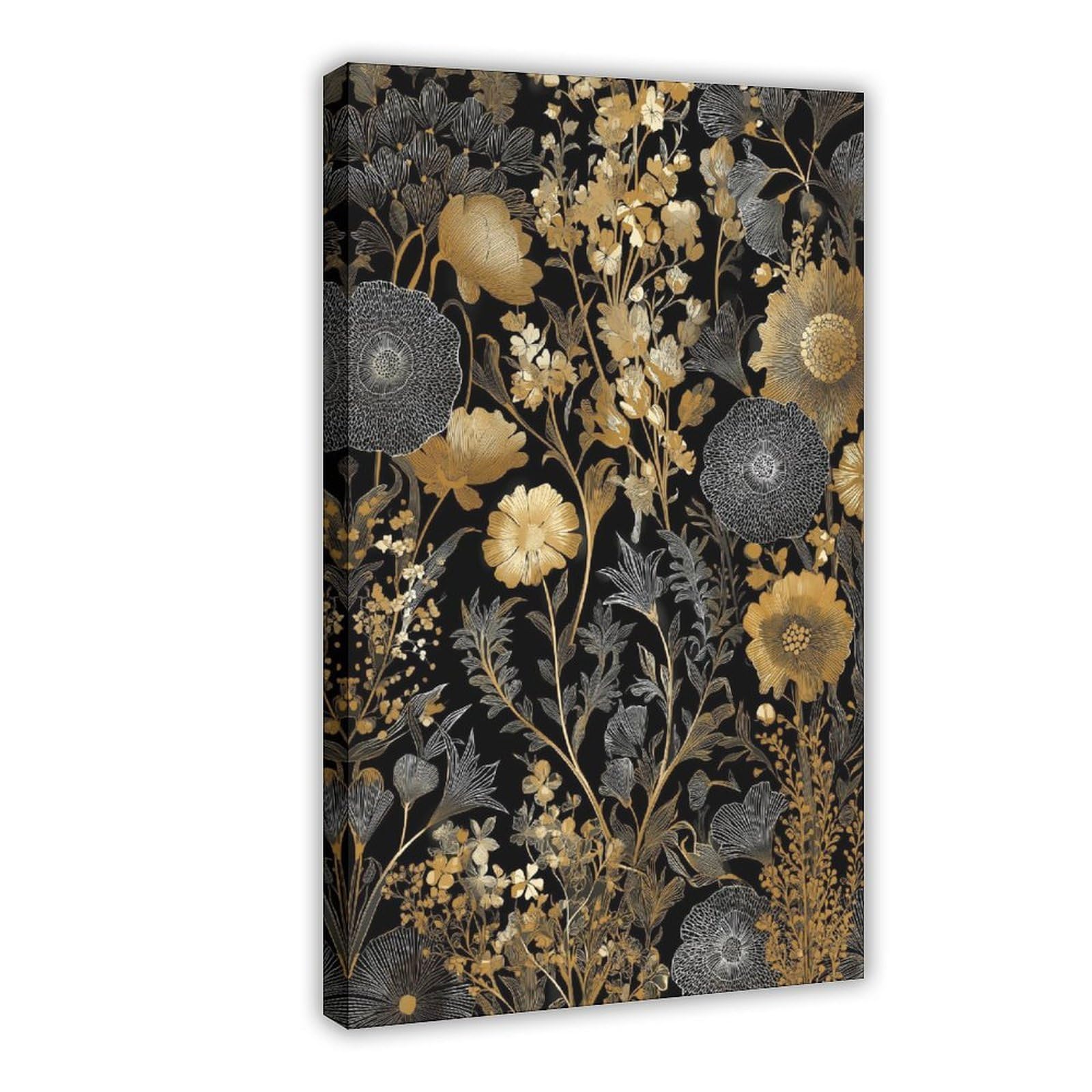 MRYCQ Black Floral Poster Canvas Poster for Bedroom Decor Gift