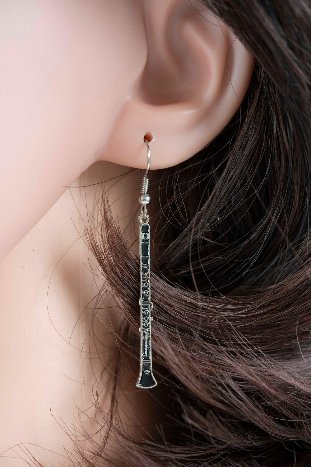 Miniblings Klarinette Musik Instrument schwarz Metall dünn - Origineller Modeschmuck I Ohrhänger Ohrschmuck versilbert