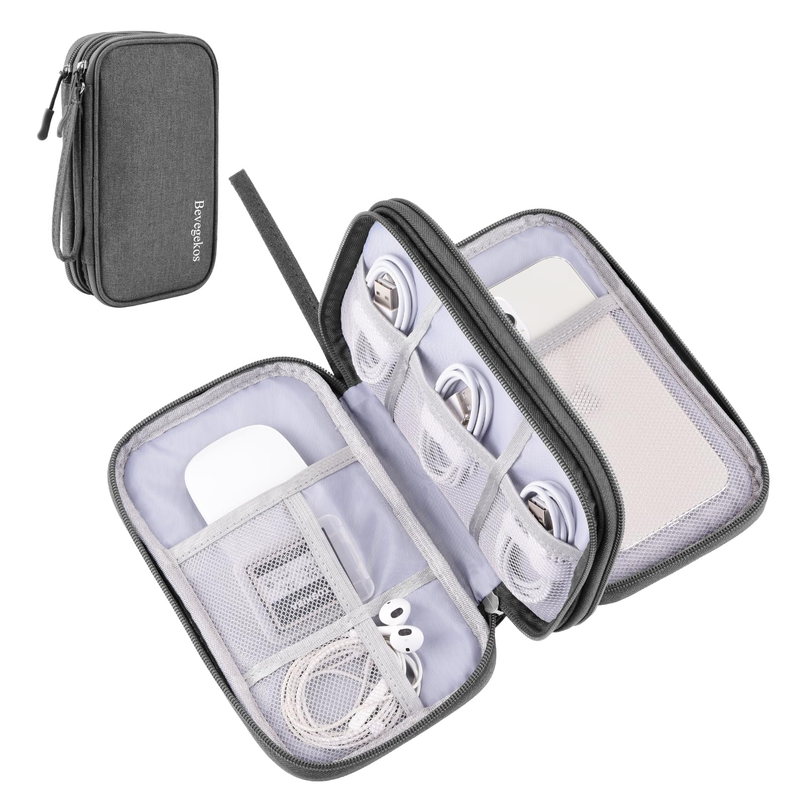 Medium Travel Tech Organizer, Carrying Case Bag for Electronics and Accessories (Dark Grey, Medium)