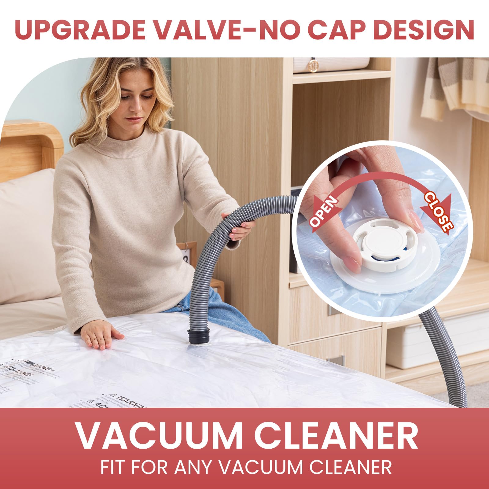 TAILI Vacuum Storage Bags 4 Pack Jumbo 120 x 100 CM Reusable Space Saver Compression Zipper Storage Vacuum Bags for Clothes Duvets - Image 3