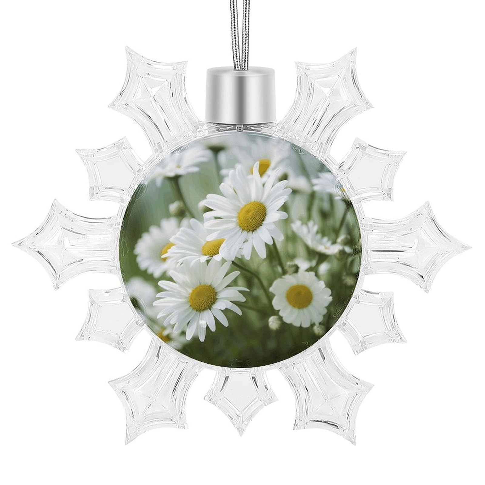 Daisies Flower Snowflake Ornaments Cute Snowflake Pendant Exquisite Christmas Tree Ornaments for Christmas Weddings New Year Birthday Holiday Celebration