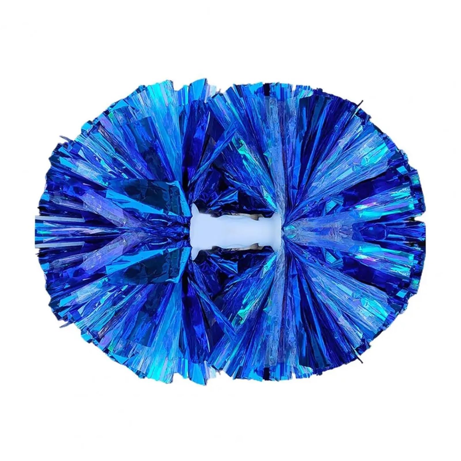 Glitter Metallic Foil Pompoms, 6pcs Multicolor Cheerleading Pom Poms Double-Headed(Blue)