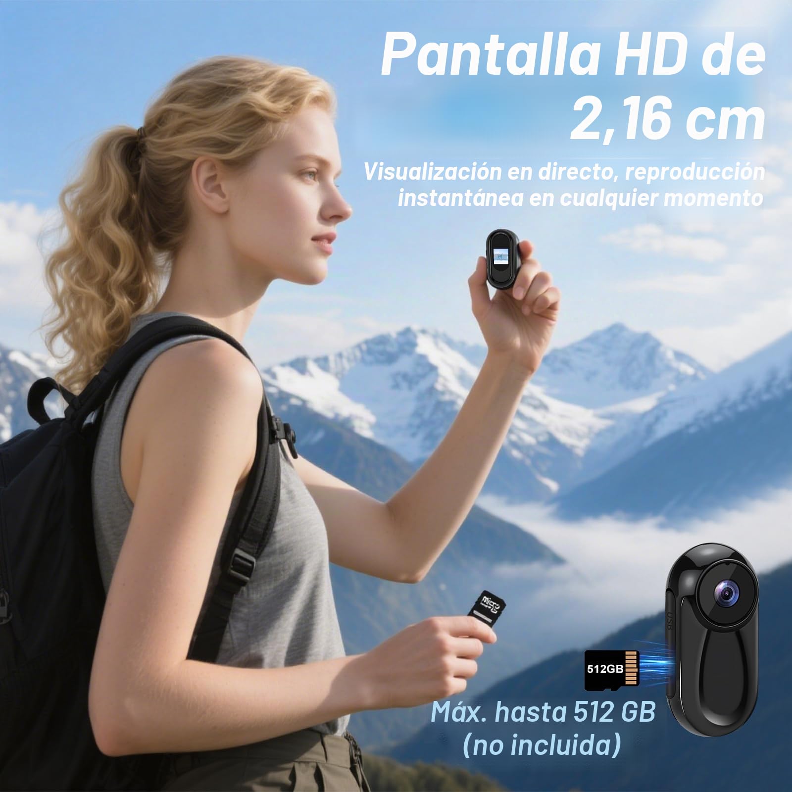 Cámara de Acción 1080P,Portátil Cámara Deportiva con Visión Nocturna 120° cámara de Casco con Pantalla 0.85'',Mini cámara de Video Corporal Camara Casco Moto,Mini Vlog Camera Video Bodycam