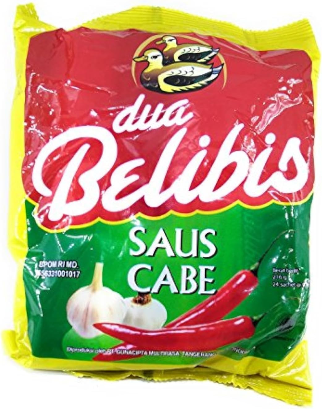 Dua Belibis Saus Cabe Sambal - Chilli Sauce, 216 Gram (24 Sachets @ 9 gram)