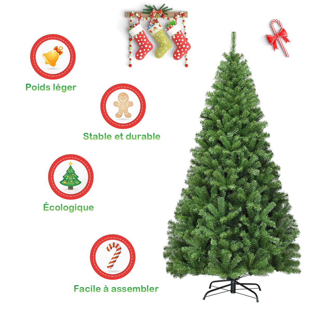 Wowttrelax Sapin De Noël Artificiel 180CM, Aiguilles En PVC Avec 1000 Branches Pied Metallique Solide Arbre De Noel Ideal Pour Maisonbureaumagasins Hotels Vert 90439404 Wowttrelax Sapin De Noël Artificiel 180CM, Aiguilles En PVC Avec 1000 Branches Pied Metallique Solide Arbre De Noel Ideal Pour Maisonbureaumagasins Hotels Vert 90439404
