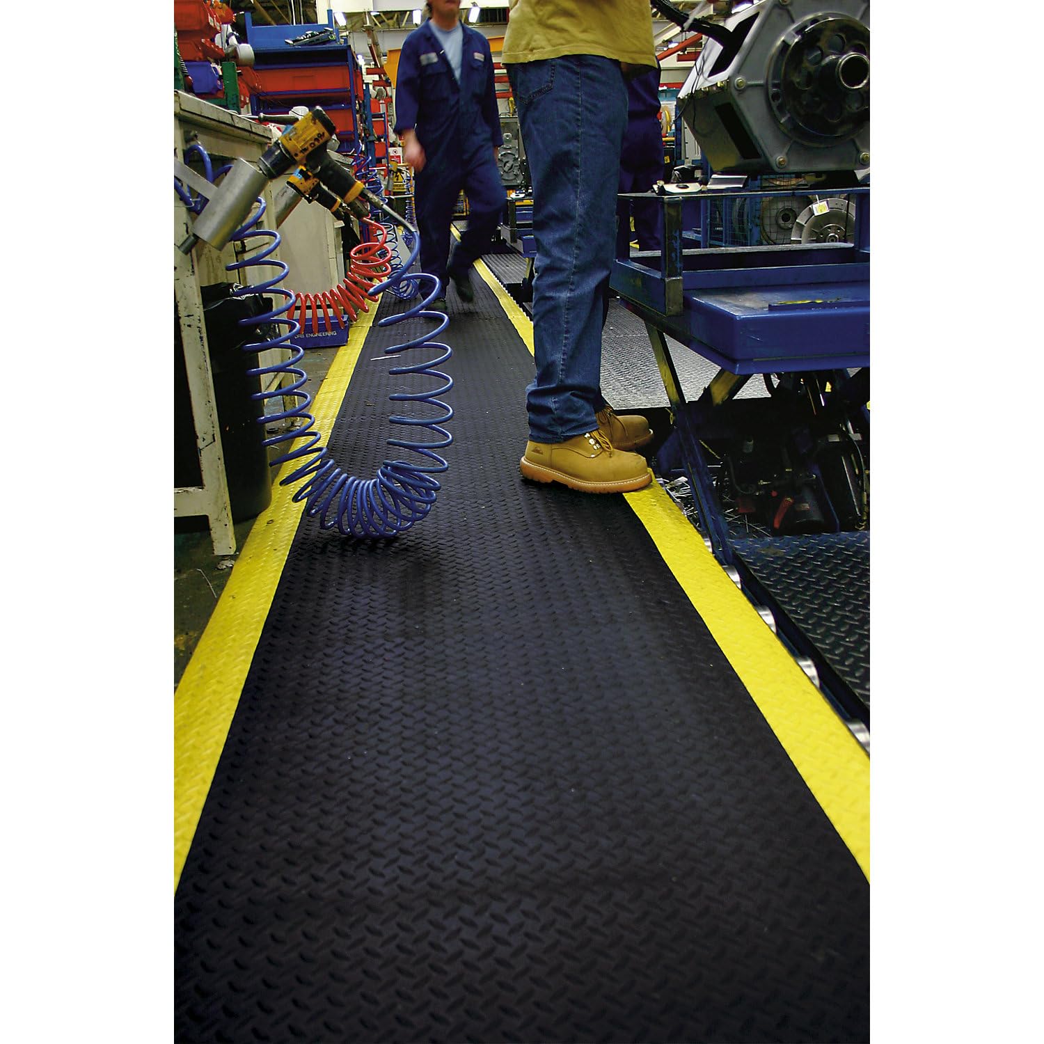 Kaiserkraft Anti-fatigue Mat Cover Plate Fixed Dimensions Black / Yellow 1500 x 900 mm