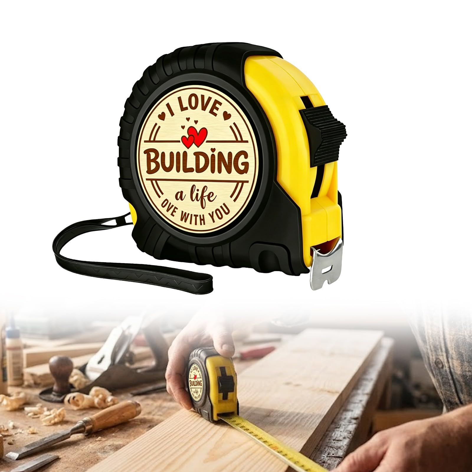 Gifts For Husband - Romantic Tape Measure Gift For Boyfriend Fiance Partner, 3M Measuring Tool With Engraved Love Message, Birthday Anniversary Present For Men DIY Home Improvement Woodworking