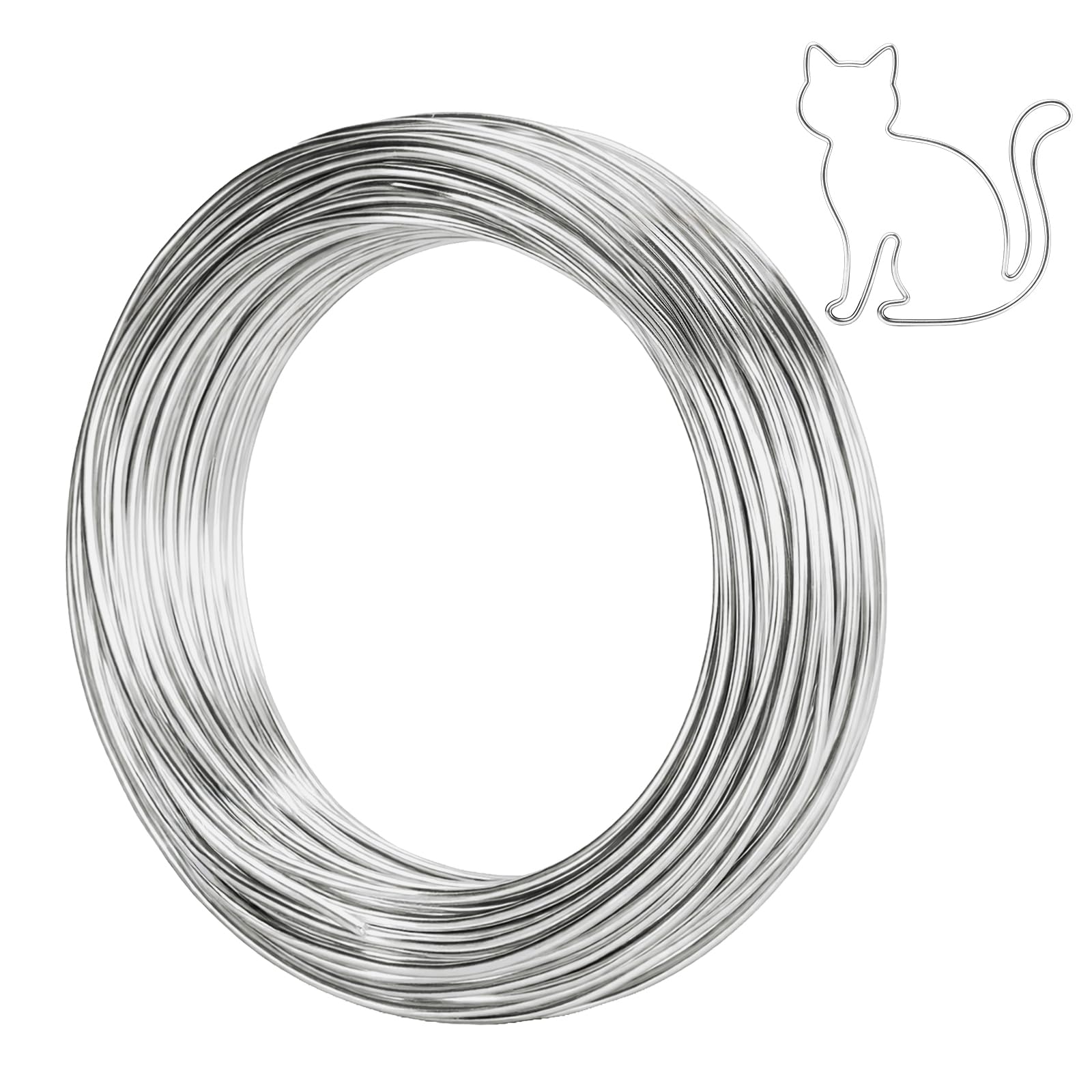 KINGLAKE Basteldraht 1 mm, 50M Draht zum Basteln, Aludraht Biegen, Silberdraht Metalldraht für Schmuckherstellung, Skulpturen DIY, Fahrradmodelle, Bonsai