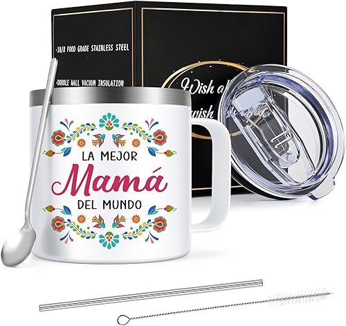 Miniatura 7 de Qtencas Regalo para mamá, regalos para el día de la madre, La Mejor Mama Del Mundo - Taza de café de acero inoxidable, regalos de Navidad para mamá,