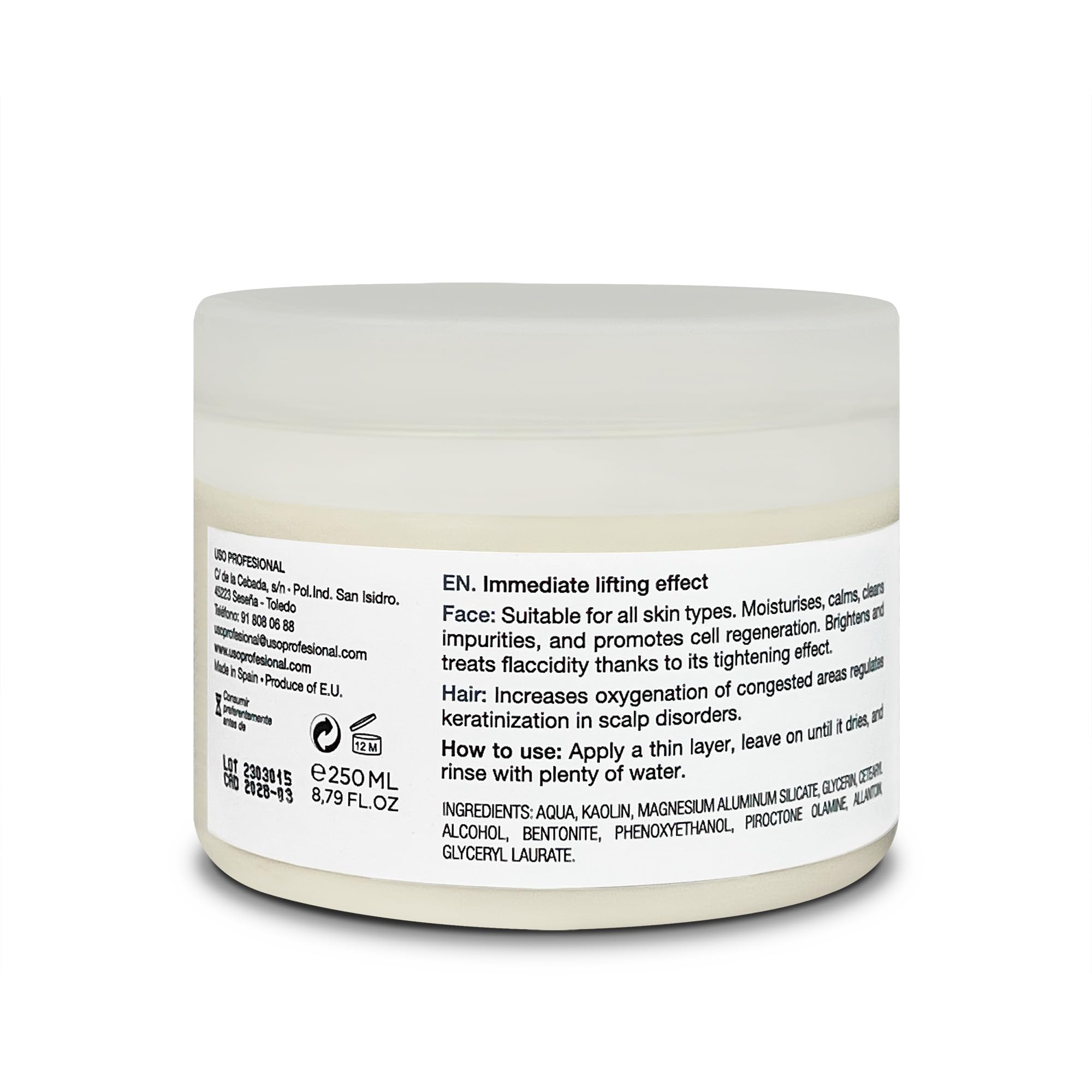Mascarilla Facial de Arcilla Blanca | 3 x 250 ml | Limpia Impurezas, Calma e Hidrata la Piel