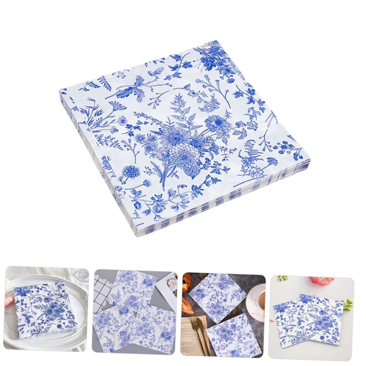 2 Series Servilletas De Postre De Porcelana Azul Y Retro Servilletas De Flores Para Bodas De Despedida De Soltera Vintage 100 piezas*2
