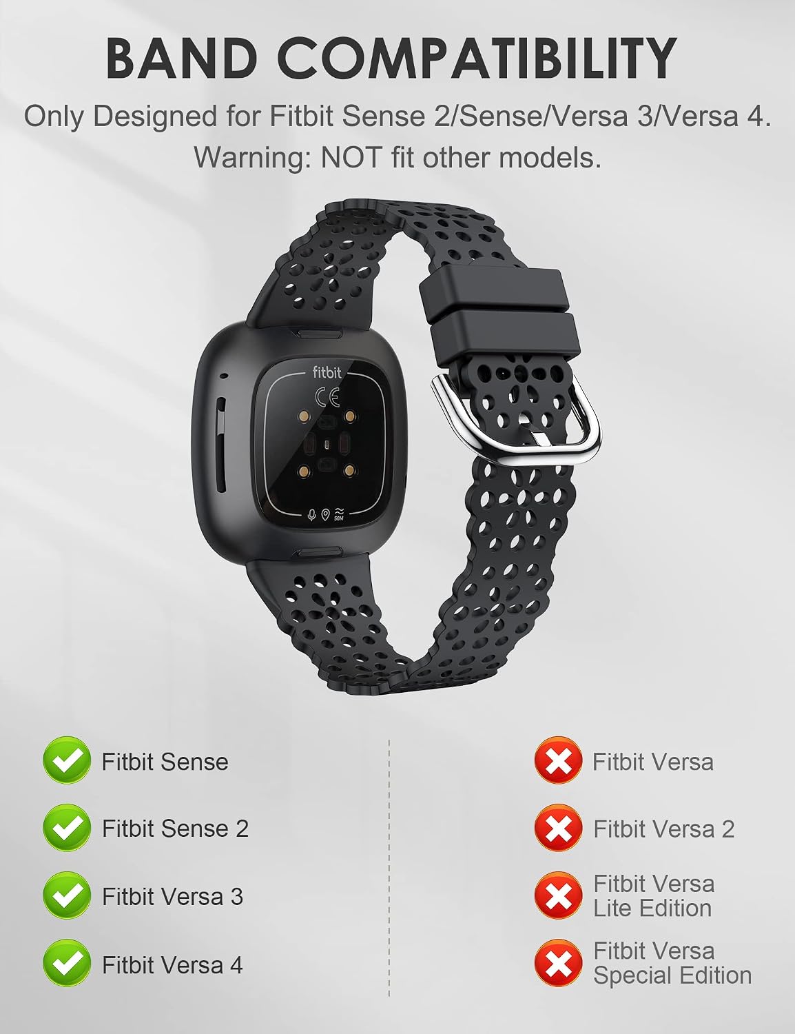 TOYOUTHS 3 Pack Lace Silicone Straps Compatible with Fitbit Versa 3/Sense/Versa 4/Sense 2 - Image 3