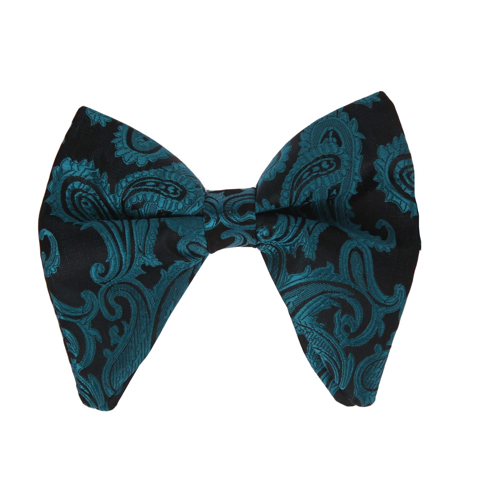 DAN SMITH Party Large Bowties Turquiose Flower Large Bowties Silk Blend Clip-On Adjustable Big-Tall C.C.O.Z.011 Dark Turquoise,Midnight Blue