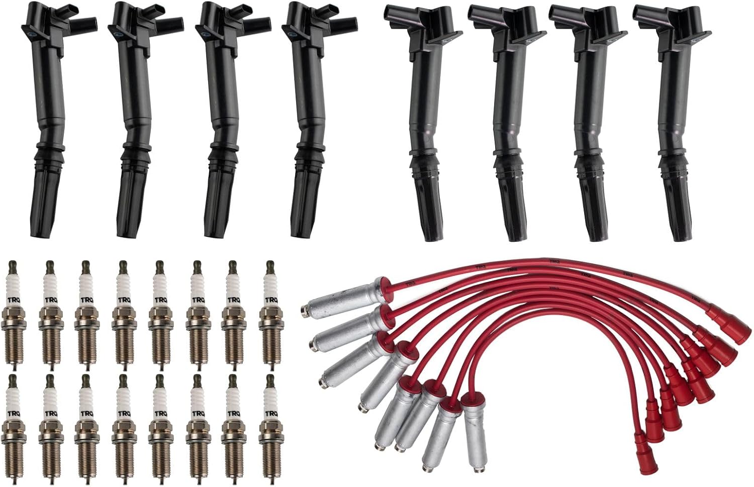 TRQ Ignition Coil and Spark Plug Kit 25 Piece Compatible with 2018-2019 Ford F-250 Super Duty 2018-2019 F-350 Super Duty