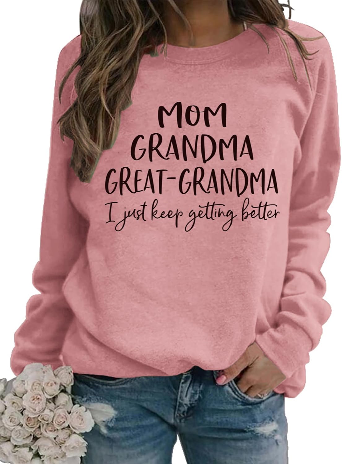 Sunidol Womens Great Grandma Sweatshirt Crewneck Casual Pullover Loose Comfy Grandma Gifts Shirts Top